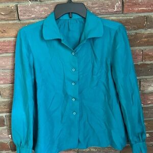 Vibrant Blue Button Down Shirt with Notched Collar